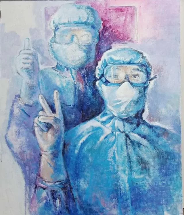 众志成城 抗击疫情丨中国美术家协会民族美术艺术委员会新疆美术家协会主题创作作品（十五）(图38)